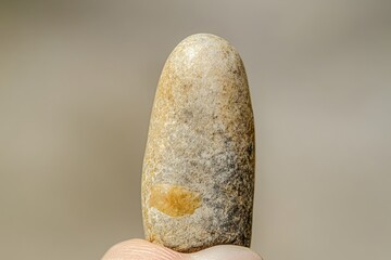 Poster - Close up image shows an oval shaped beige stone