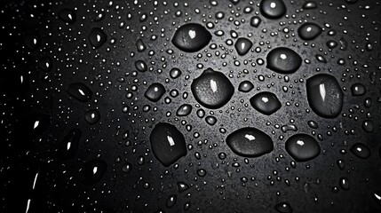 Fototapete - Elegant patterns of crystalline raindrops adorn the smooth glass surface capturing a refreshing moment of natural beauty and tranquility  The droplets glisten and shimmer