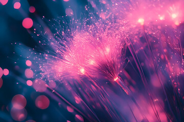 Wall Mural - a photo of pink fireworks illuminating the night sky, creating an enchanting display of colors and s