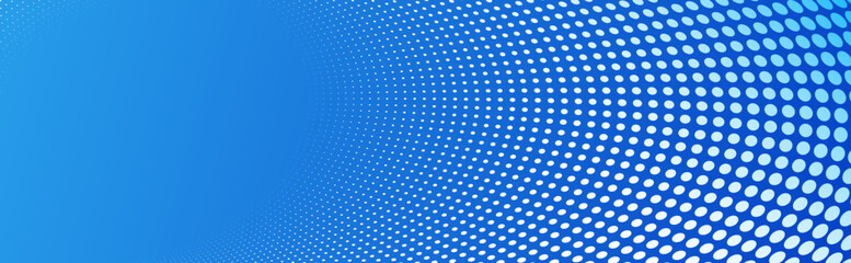 Wall Mural - Blue dots in 3D perspective vector abstract background, multimedia internet information theme, wave stream of science technology or business blank template for ads.