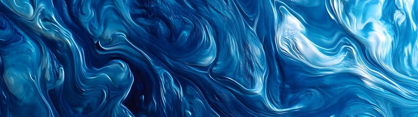 Poster - Mesmerizing blue fluid motion abstract digital art background with dynamic swirling waves smooth curves and organic liquid textures  Captivating contemporary design for creative projects