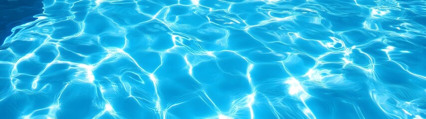 Poster - Mesmerizing Ripples and Reflections in a Shimmering Blue Swimming Pool  Serene and calming water surface with glistening waves and patterns inviting relaxation and tranquility