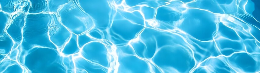 Leinwandbilder - Mesmerizing underwater view of shimmering wavelike ripples and reflections in a calm crystal clear blue swimming pool creating a serene and peaceful natural environment