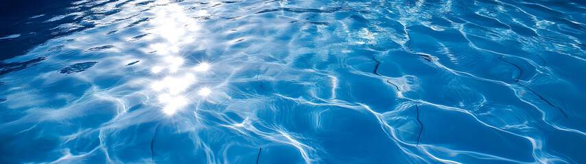 Aufkleber - Mesmerizing underwater reflection of sunlight dancing on the serene surface of a pristine swimming pool creating a captivating and tranquil scene that invites relaxation and rejuvenation