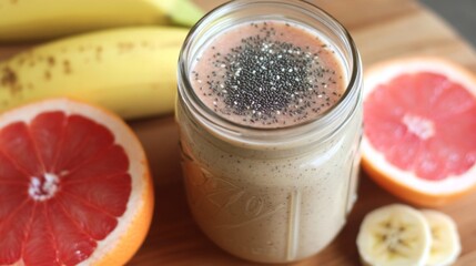 Wall Mural - Healthy smoothie with chia seeds and fresh fruits