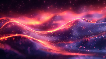 Wall Mural - Glowing abstract wave with sparkles
