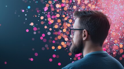 Wall Mural - a data scientist analyzing complex data visualizations on multiple computer screens, searching for p