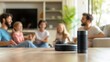 © AlfaSmart - Family enjoying smart speaker technology in living room