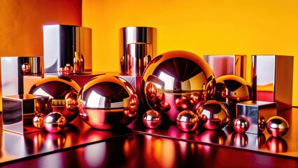 Wall Mural - abstract reflective spheres and geometric forms