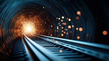Wall Mural - a conceptual illustration of quantum tunneling, where a particle passes through a seemingly impenetr