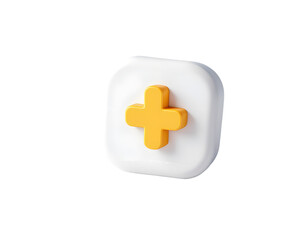 Wall Mural - a bright and cheerful 3d symbol of addition in vibrant yellow set against a clean background