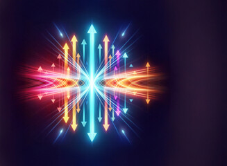 Aufkleber - Vibrant arrows radiate from a central glow point, representing direction and energy on a dark backdrop.