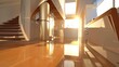 © Mahavira Osa - Sunlit Modern Interior: Luxury Home Design with Wooden Staircase and Gleaming Floors