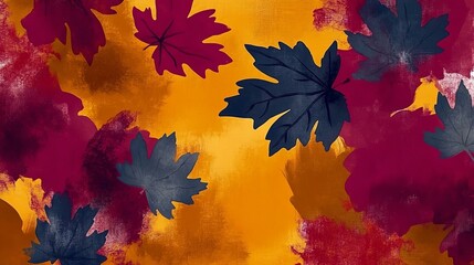 Wall Mural - Abstract painting art with autumn leaf paint brush for presentation website background Halloween poster wall decoration or t-shirt design.