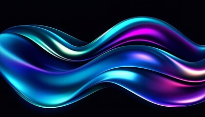 Saphire volume liquid gradient dynamic twisted shape on black decorative. 3d object. Digital 3D fluid shape with purple and blue gradients on a dark background.