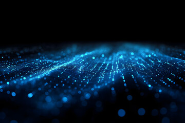 Wall Mural - a dark background with a blue abstract design of connected lines and dots, representing technologica