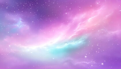 Wall Mural - Pink unicorn sky with stars. Cute purple pastel background.