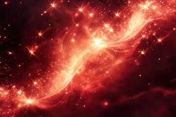 Wall Mural - Red galaxy with stars and glowing cosmic dust trail