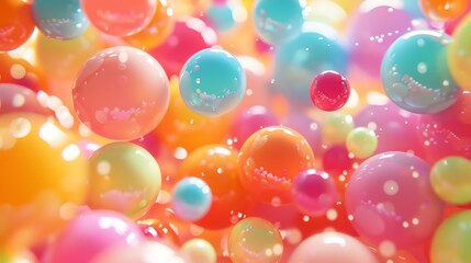 Wall Mural - a 3d rendering of a colorful array of spheres.