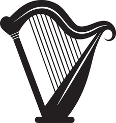 Harp silhouette, black and white silhouette, vector and illustration