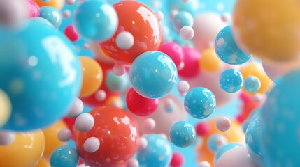 Wall Mural - 3d rendering of a colorful array of glossy spheres.