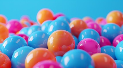 Wall Mural - 3d rendering. multicolored balls. blue, pink, and orange. the balls are glossy and have a smooth sur