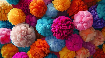 Wall Mural - colorful 3d rendering of fluffy flowers. a variety of colors and shapes creates a sense of depth and