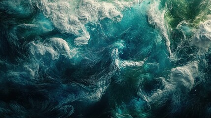 Aufkleber - Swirling ocean waves create an intricate display of colors and textures during a calm daytime moment. Generative AI