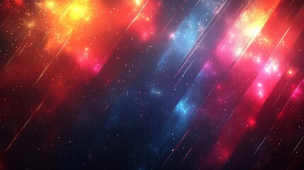 Wall Mural - Vibrant cosmic background, abstract galaxy with colorful nebula, stars, and light streaks, perfect for science fiction, digital art, or futuristic design projects.