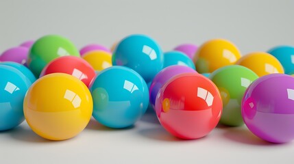 Wall Mural - a group of colorful balls of different sizes are scattered on a solid white surface.