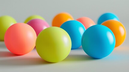 Wall Mural - 3d rendering of a colorful set of spheres. the spheres are of different sizes and colors, and they a