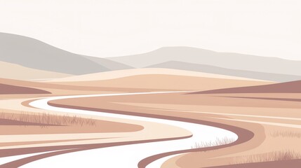 Wall Mural - River meanders through desert landscape, calm background, website banner