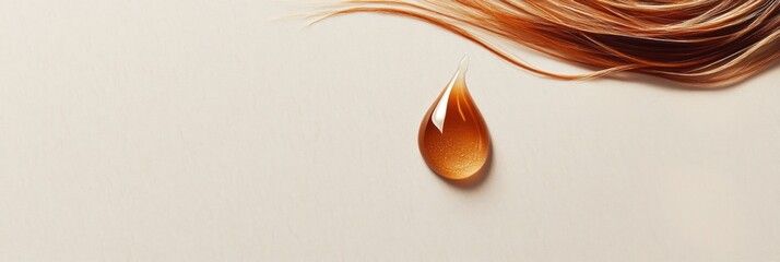 Aufkleber - Liquid drop damages strand of hair on smooth surface at close range. Generative AI