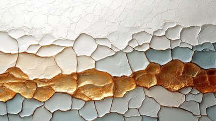 Wall Mural - Abstract textured background featuring cracked paint in soft colors with gold accents, ideal for design