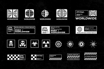 Wall Mural - futuristic streetwear cyberpunk interface element technology graphic vector design template