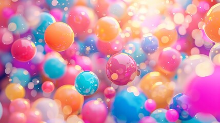 Wall Mural - a beautiful, vibrant, and colorful background of pastel-colored balls. the balls are of various size