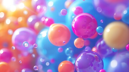 Wall Mural - 3d rendering. beautiful glossy spheres in soft focus. abstract background with colorful gradient.