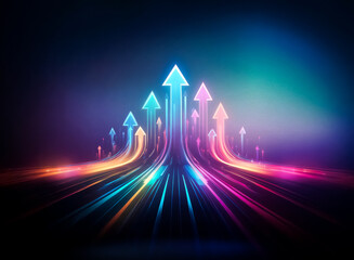 Aufkleber - Multiple glowing arrows point upward, representing growth, success, and a bright future.