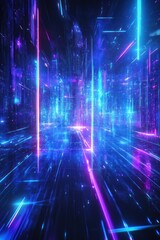 Wall Mural - futuristic city, glowing lines, digital landscape, technology background, website banner