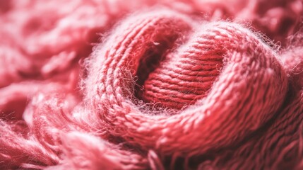 Sticker - Close-up of a soft red knitted fabric with intricate details