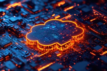 Wall Mural - cloud computing technology processing data on circuit board