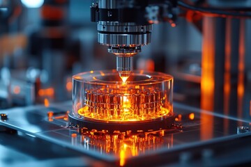 Poster - Automatic pick and place machine processing components in modern factory