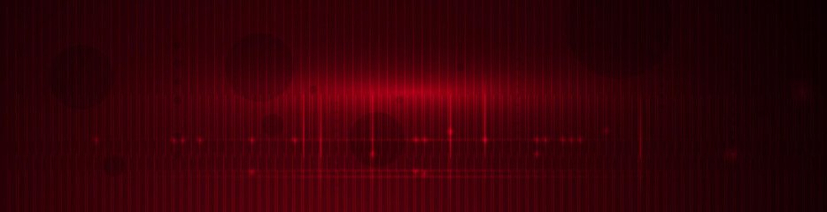 Fototapete - Vector abstract digital technology. Illustration element with light, line pattern, space, dot, geometric shape on red color background. Modern graphic design for template. Futuristic, science concept
