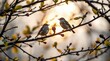 © Tatiana - Two birds perched on a branch with autumn leaves in a soft morning light