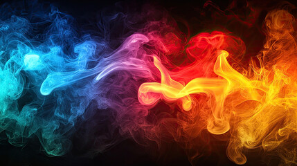 Wall Mural - Colorful abstract smoke swirling in vibrant neon hues creating a dynamic and energetic background for wallpapers and digital art projects Background