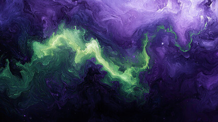 Wall Mural - Abstract background featuring swirling smoke in purple and green hues with neon accents creating a vibrant and dynamic visual effect for creative projects Background