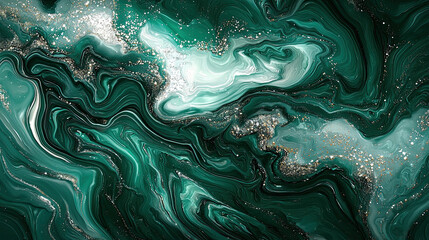 Abstract swirling marble background in deep emerald green and black tones with smooth texture and elegant design for creative projects and backgrounds Background