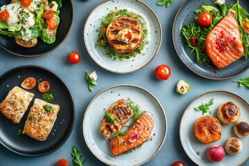 Poster - A selection of plates with various breakfast or brunch foods