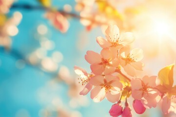 Wall Mural - Close-up shot of a tree with pink flowers, great for highlighting tiny details or using as a decorative element