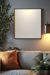 Poster - A cozy living room with a couch and a lamp